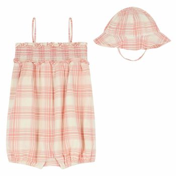 Baby Girls Pink & Ivory Romper Set