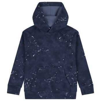 Boys Navy Blue Paint Splatter Hooded Top