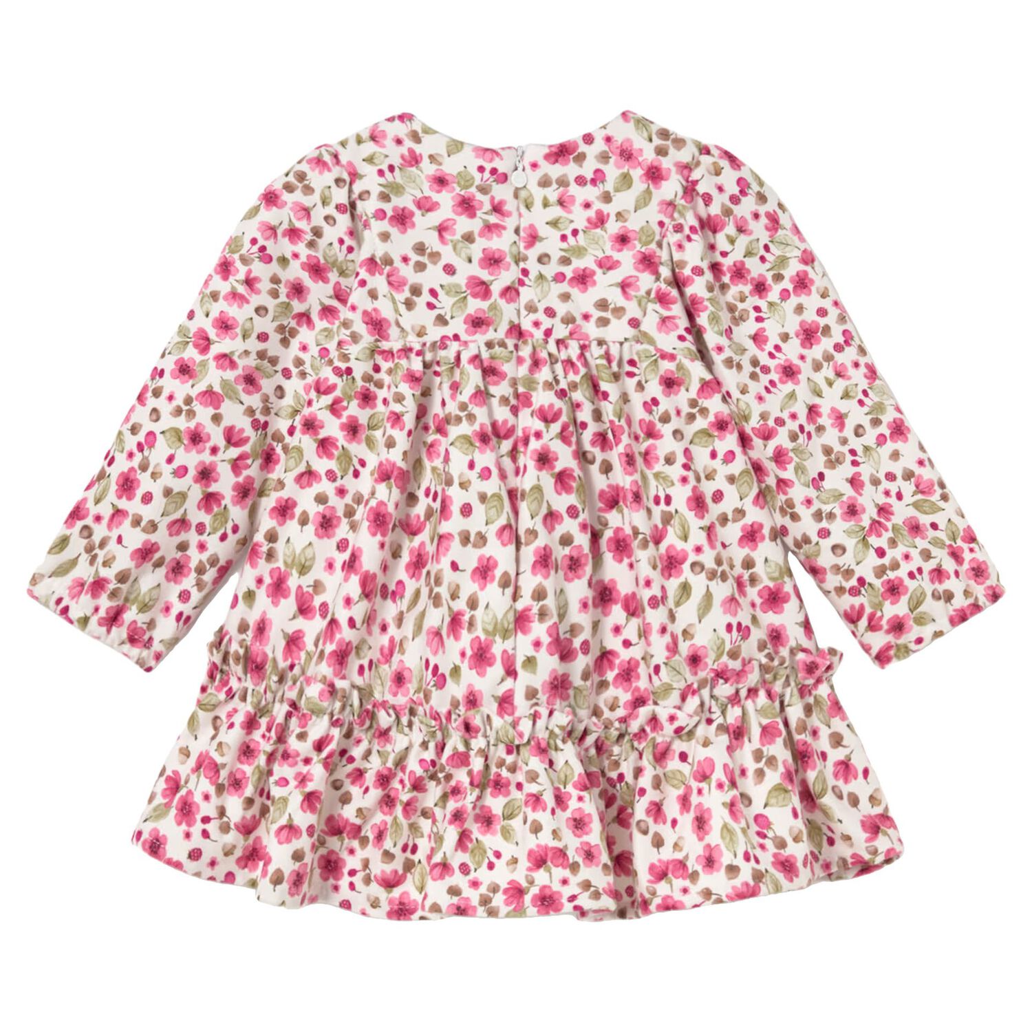 Younger Girls Ivory & Pink Floral Dress, 1, hi-res