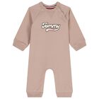 Baby Boys Beige Logo Romper, 1, hi-res