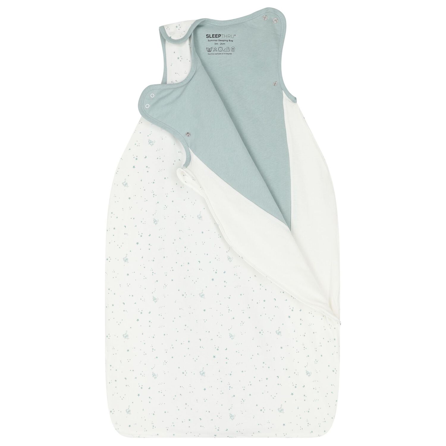 Baby Boys White & Green Aerotemp Sleeping Bag, 1, hi-res