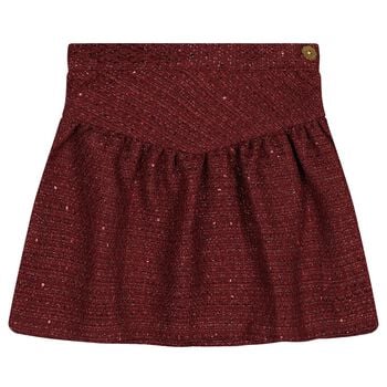 Girls Burgundy & Gold Tweed Frankie Skirt