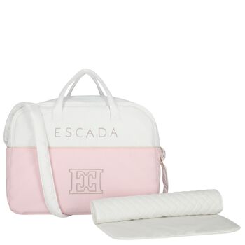 Baby Girls White & Pink Logo Changing Bag