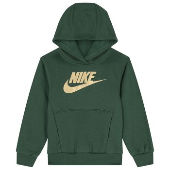 Boys Green Logo Hooded Top
