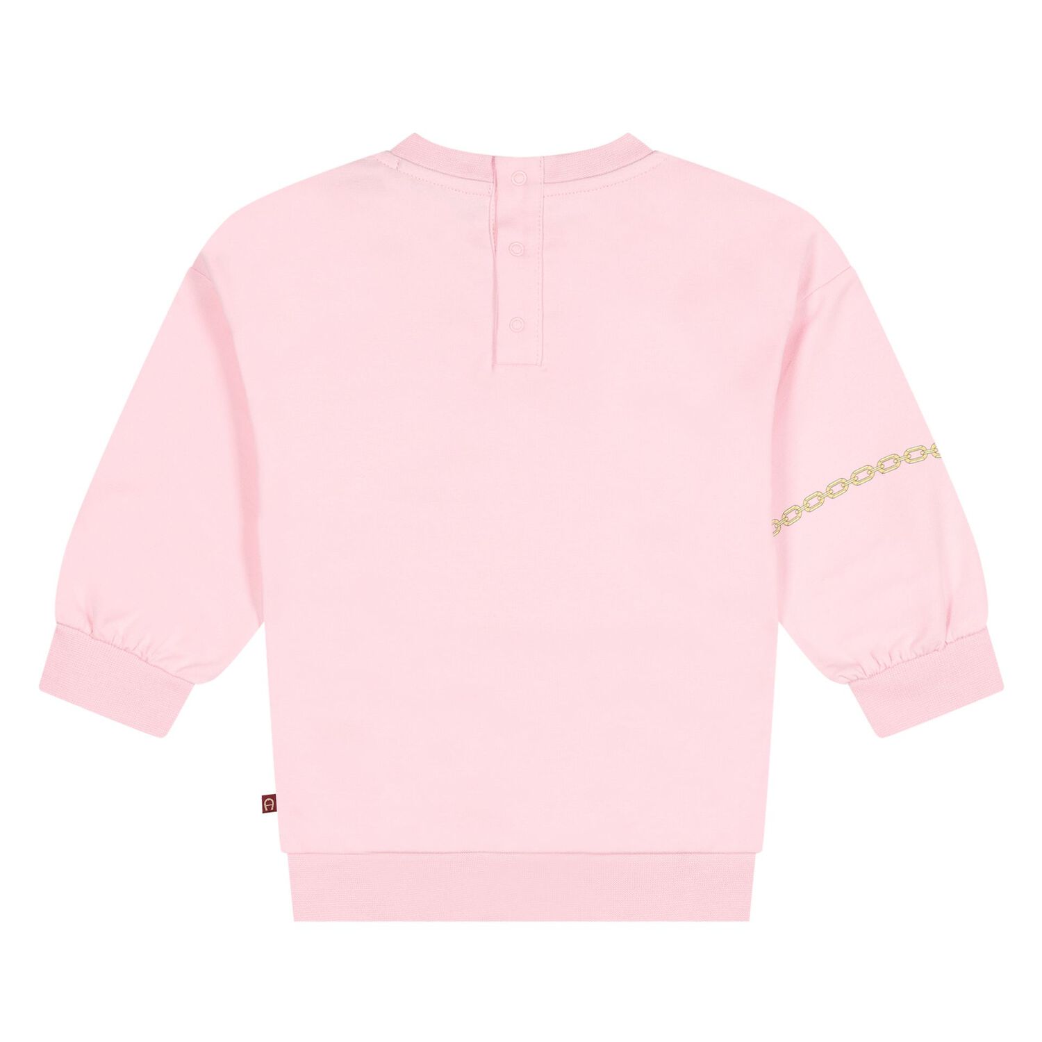 Younger Girls Pink & Gold Chain Logo Sweatshirt, 1, hi-res