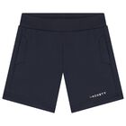 Boys Navy Blue Logo Shorts, 1, hi-res