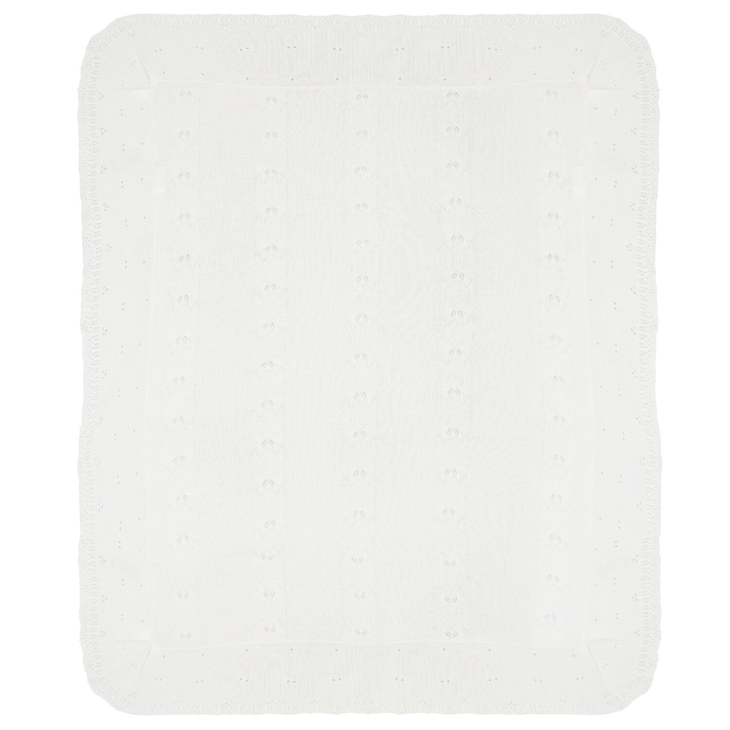 White Cotton Knit Baby Blanket, 2, hi-res