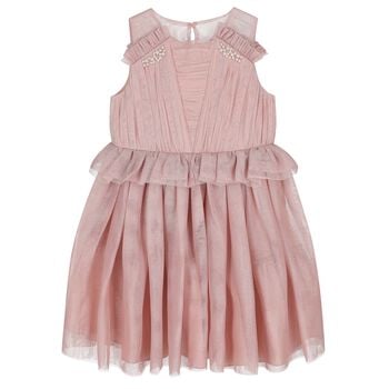 Girls Pink Ruffled Tulle Dress
