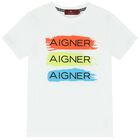 تيشيرت أولاد بالشعار باللون الأبيض, 1, hi-res