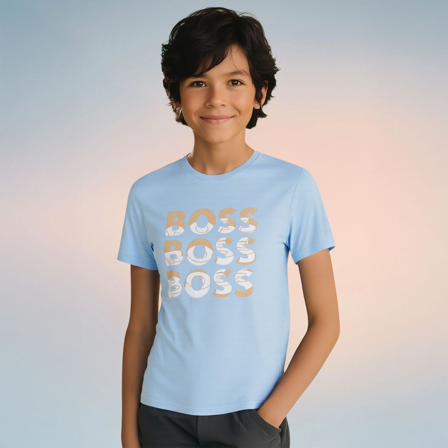 Younger Boys Blue Logo T-Shirt, 3, hi-res