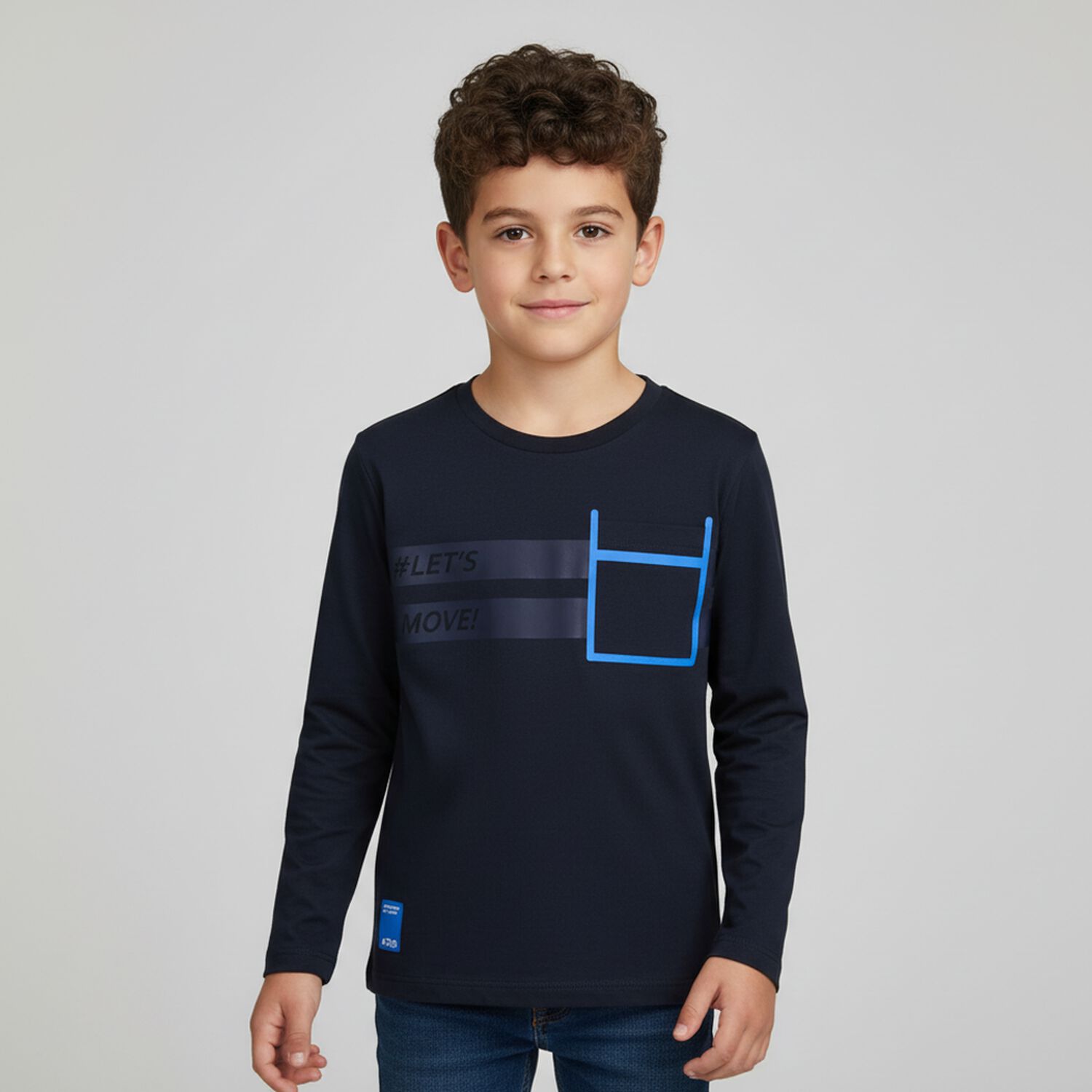 Boys Navy Blue Long Sleeve Top, 1, hi-res image number null