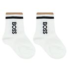 Baby Boys White Logo Socks ( 3-Pack ), 1, hi-res