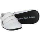 White & Black Logo Pre Walker Shoes, 1, hi-res
