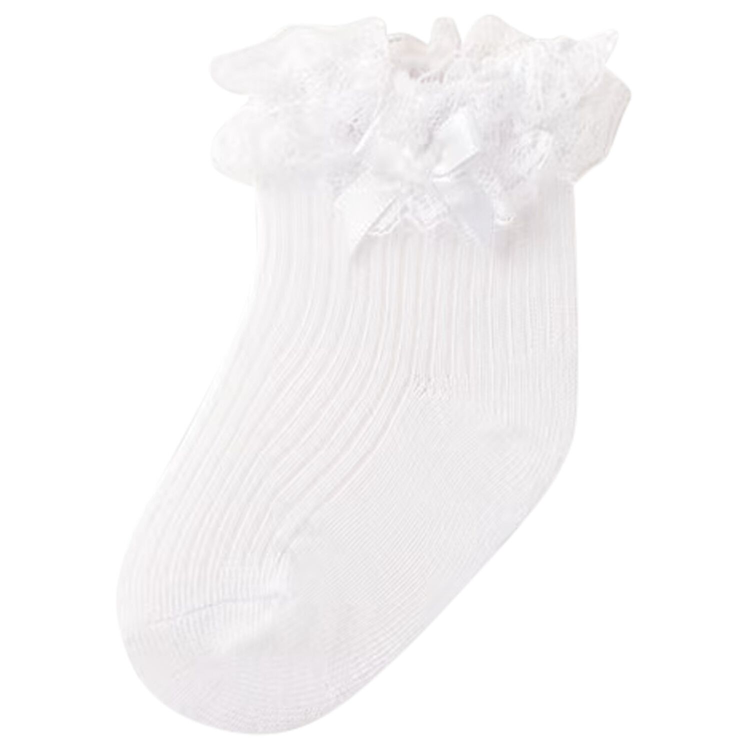 Baby Girls White Lace Socks , 4, hi-res