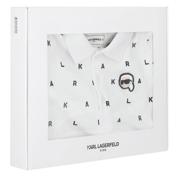 Boys White & Beige Logo Shorts Set