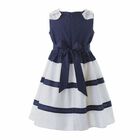 Girls Navy & White Polka Dots Dress, 1, hi-res