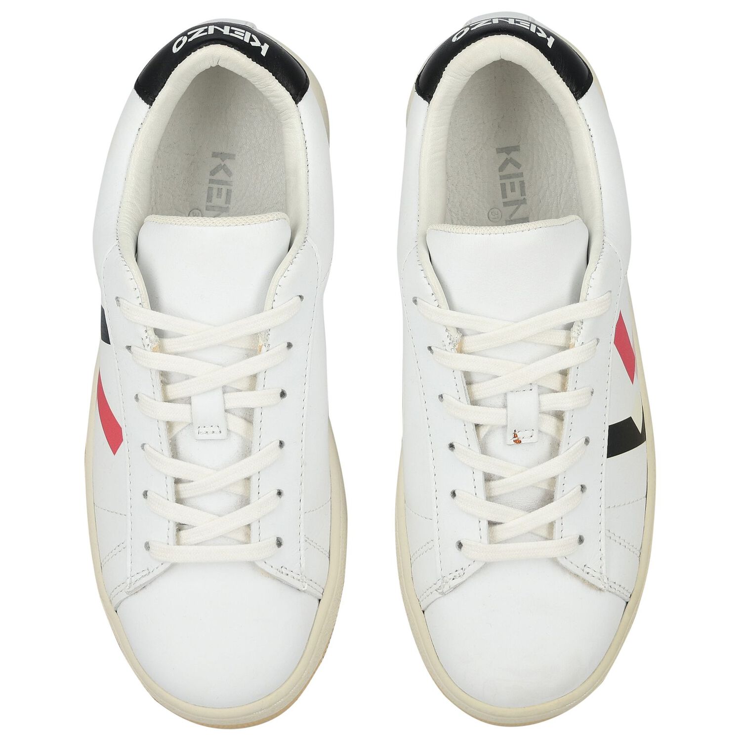 Girls White Leather Logo Trainers, 1, hi-res