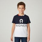 Boys Navy & White Logo T-Shirt, 1, hi-res