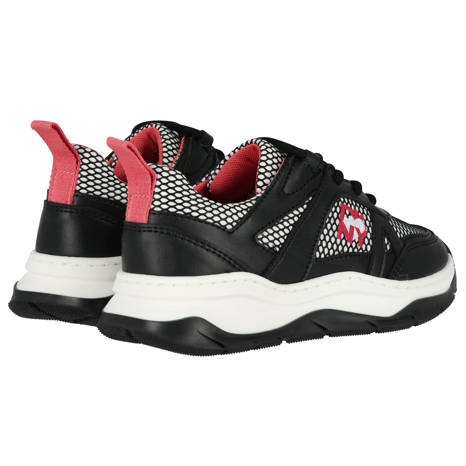 حذاء رياضي للبنات بشعار باللونين الأبيض والأسود, 1, hi-res