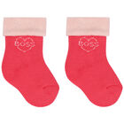 Baby Girls Pink Logo Socks (2 Pack), 1, hi-res