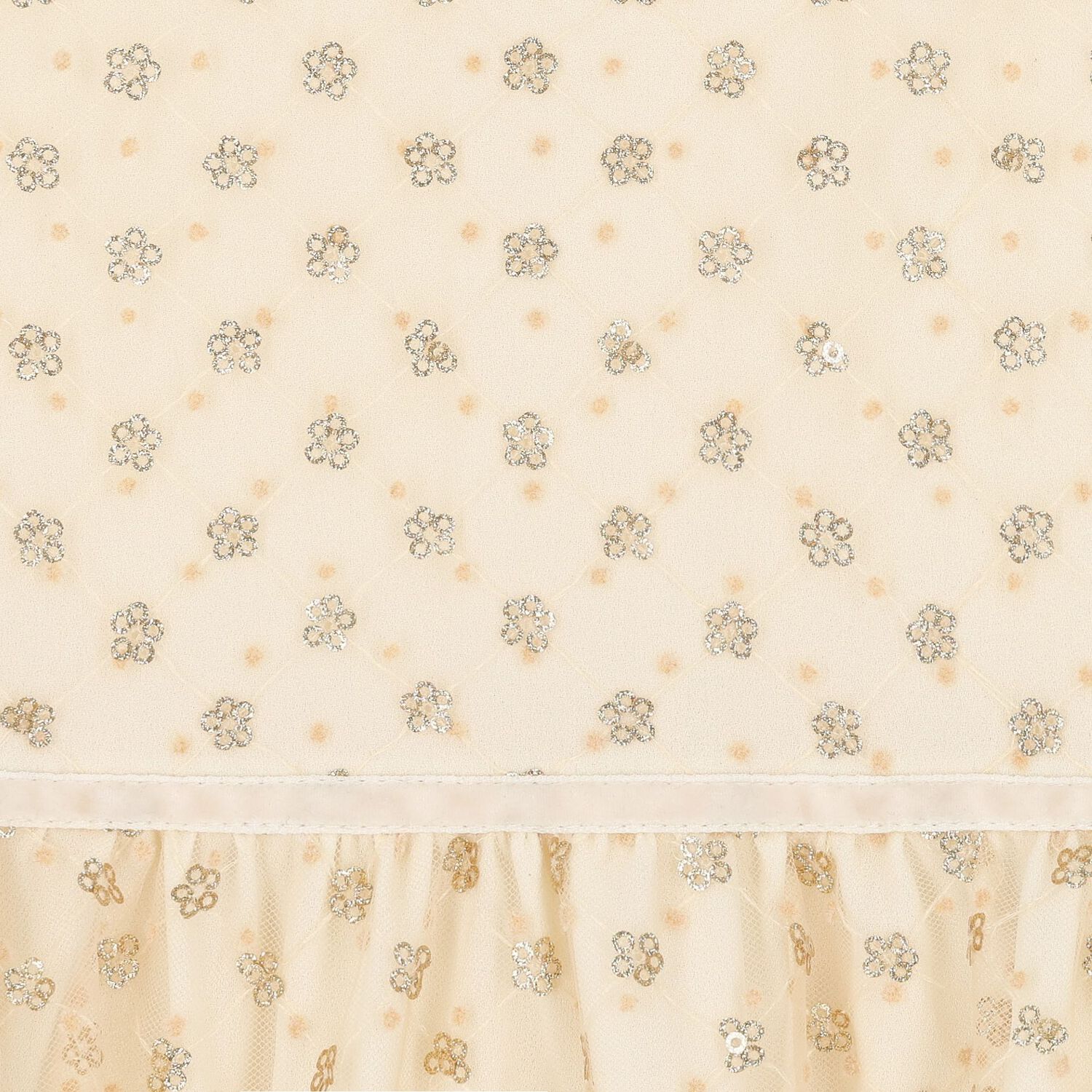 فستان بنات تول مزين بالترتر باللون الذهبي , 1, hi-res