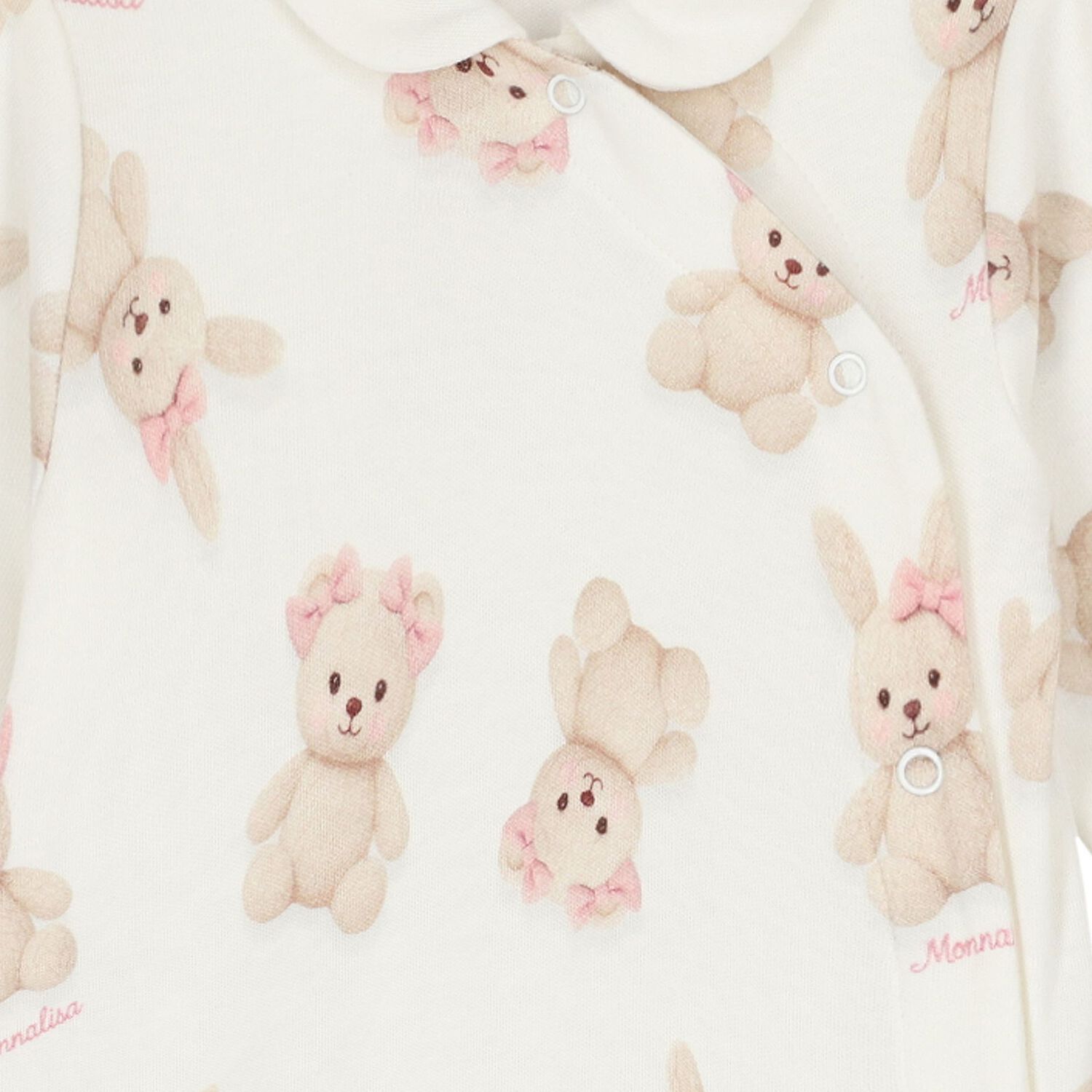 Baby Girls Ivory Teddy Bear & Rabbit Babygrow, 1, hi-res