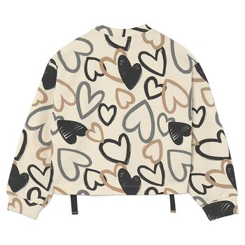 Girls Ivory Heart Sweatshirt
