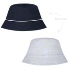 Baby Boys Navy Blue & Blue Logo Reversible Hat, 1, hi-res