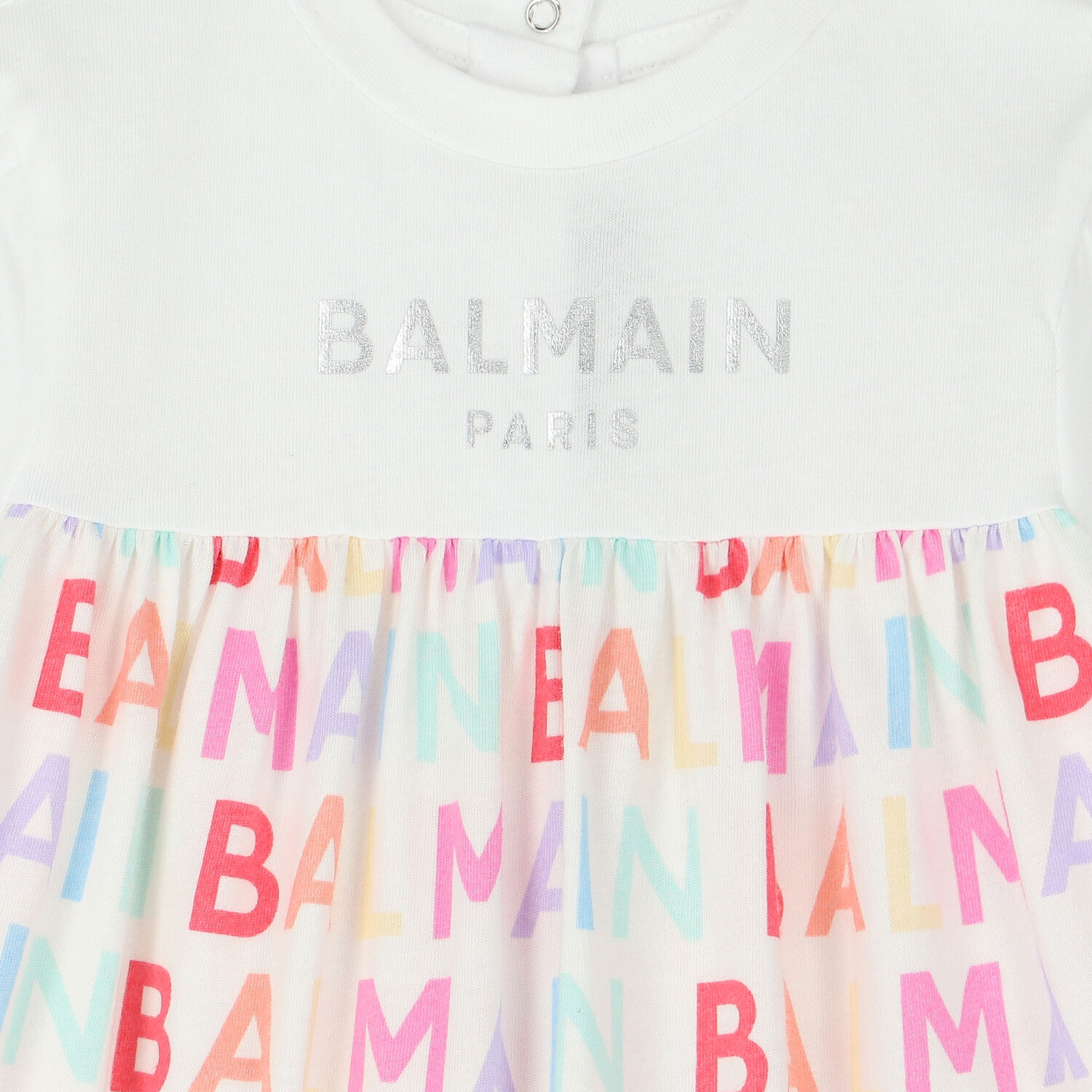 طقم أفرول بالشعار باللون الأبيض والعاجي للبنات, 1, hi-res