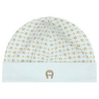 Baby Boys Blue & Gold Pima Cotton Logo Hat, 2, hi-res