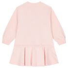 Girls Pink Embroidered Logo Dress, 1, hi-res