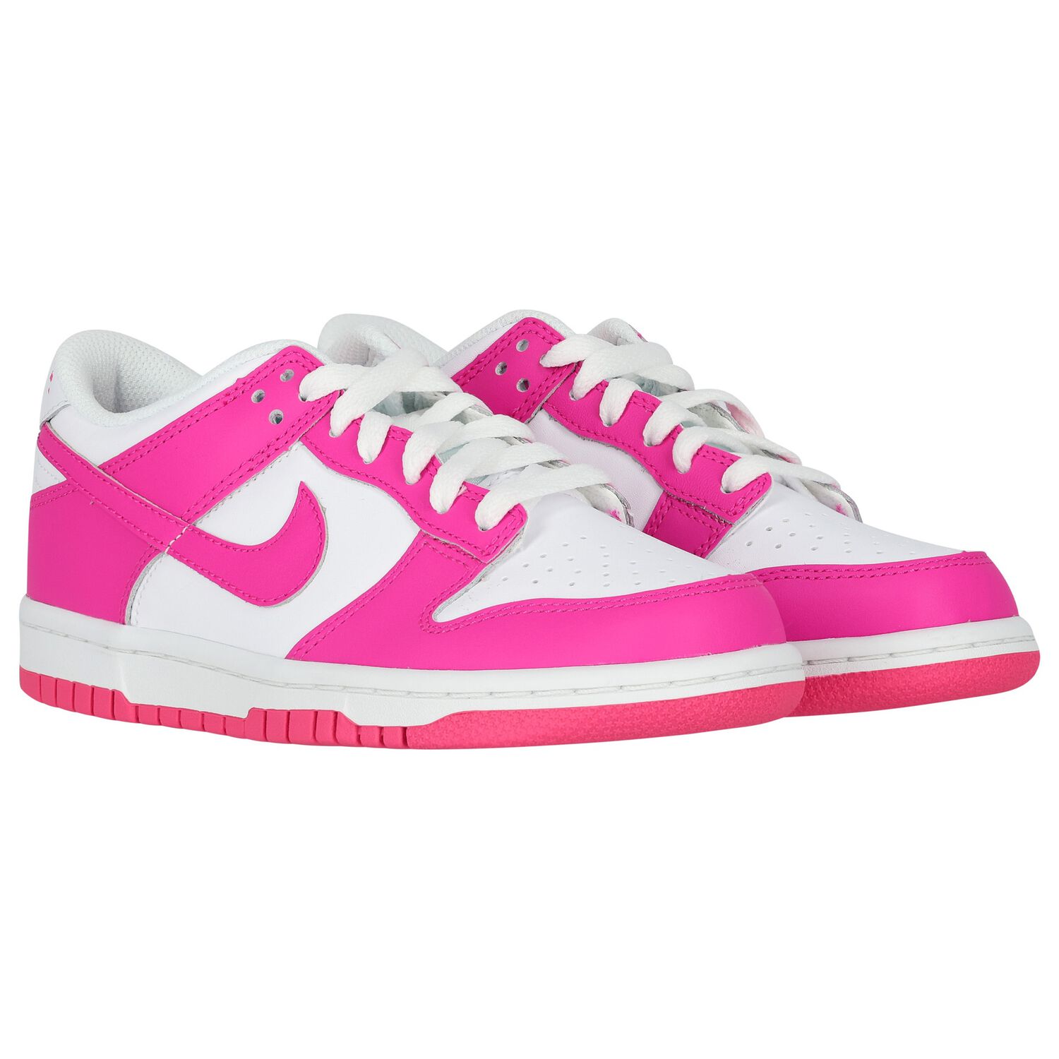 Girls White & Pink Dunk Low Trainers, 1, hi-res