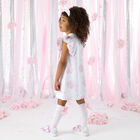 Girls White & Pink Floral Print Socks, 1, hi-res