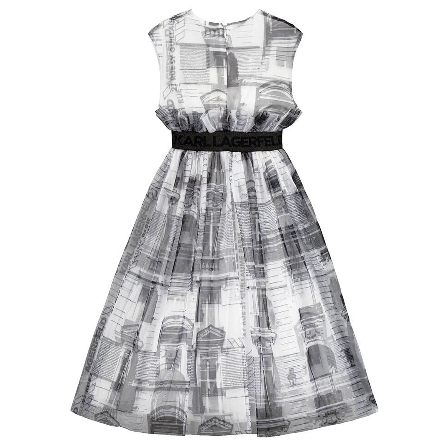 Girls White & Black Tulle Dress, 2, hi-res image number null