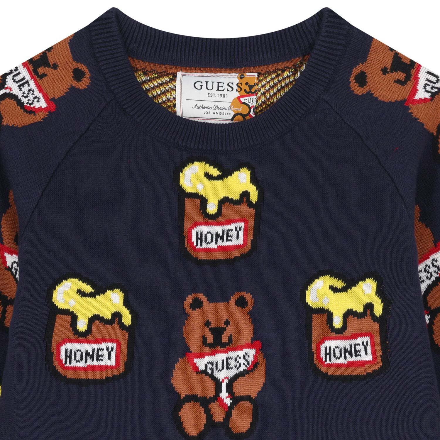 Boys Navy Blue Teddy Bear Sweatshirt, 1, hi-res image number null