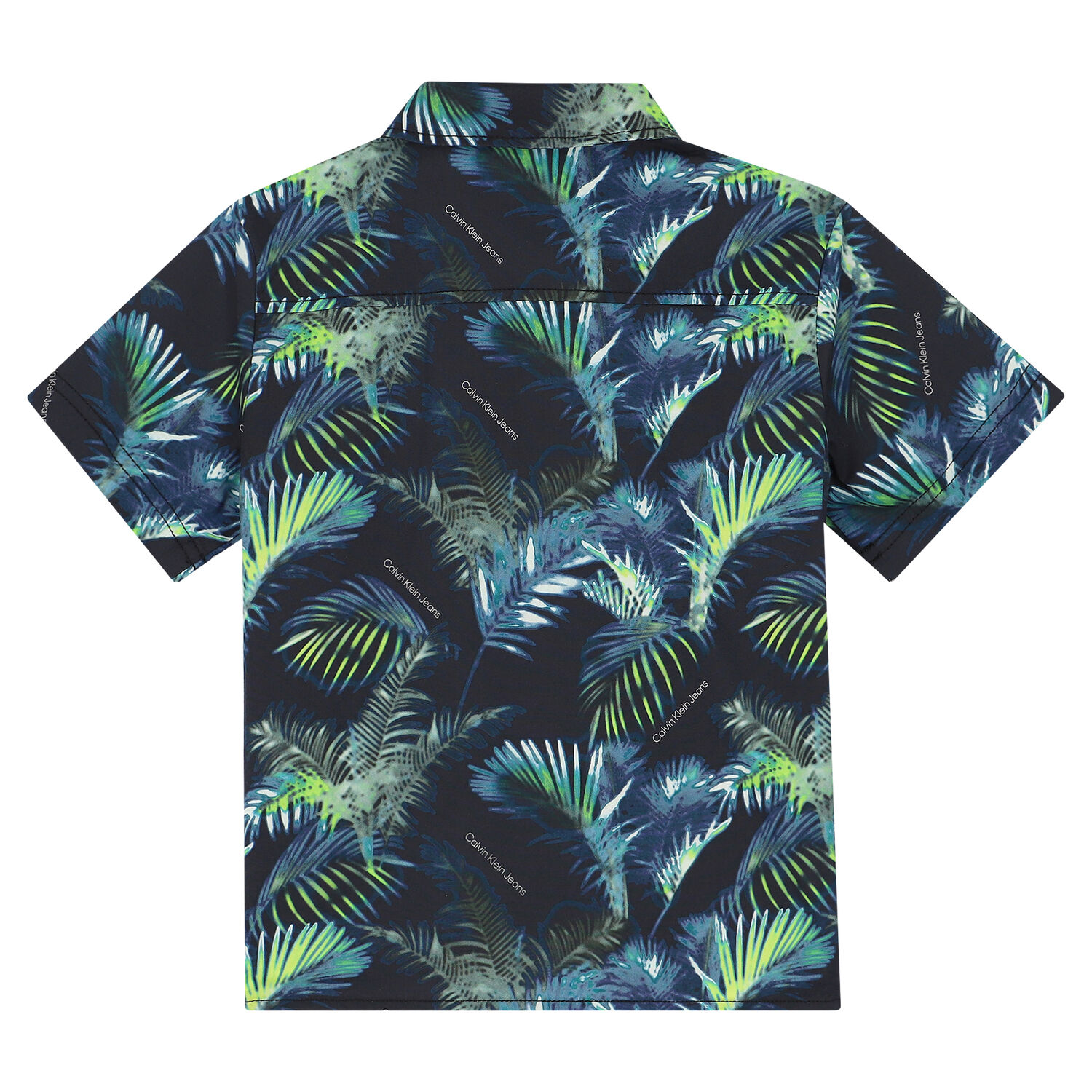 Boys Navy & Green Palm Shirt, 1, hi-res