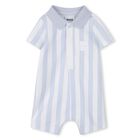 Baby Boys Blue & White Striped Logo Romper, 2, hi-res