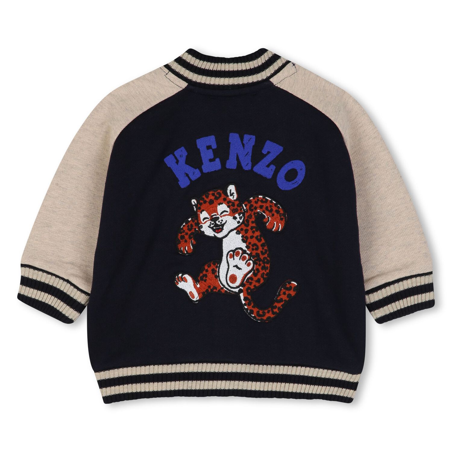 Younger Boys Beige & Navy Blue Tiger Logo Tracksuit, 1, hi-res
