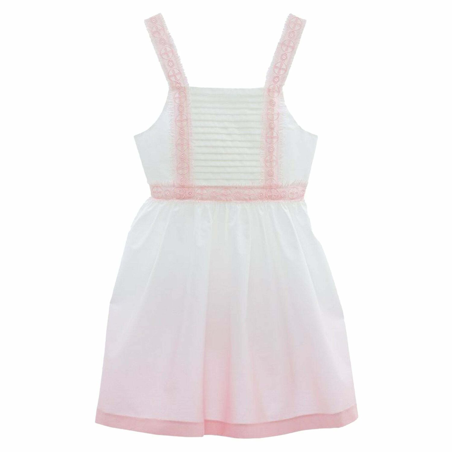 Girls Ivory & Pink Lace Dress, 1, hi-res image number null