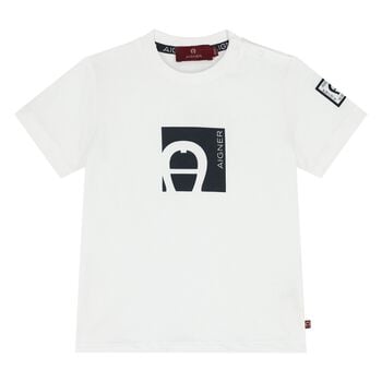 Younger Boys White Logo T-Shirt