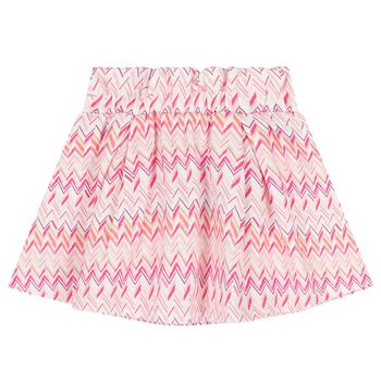 Girls White & Pink Zig Zag Skirt