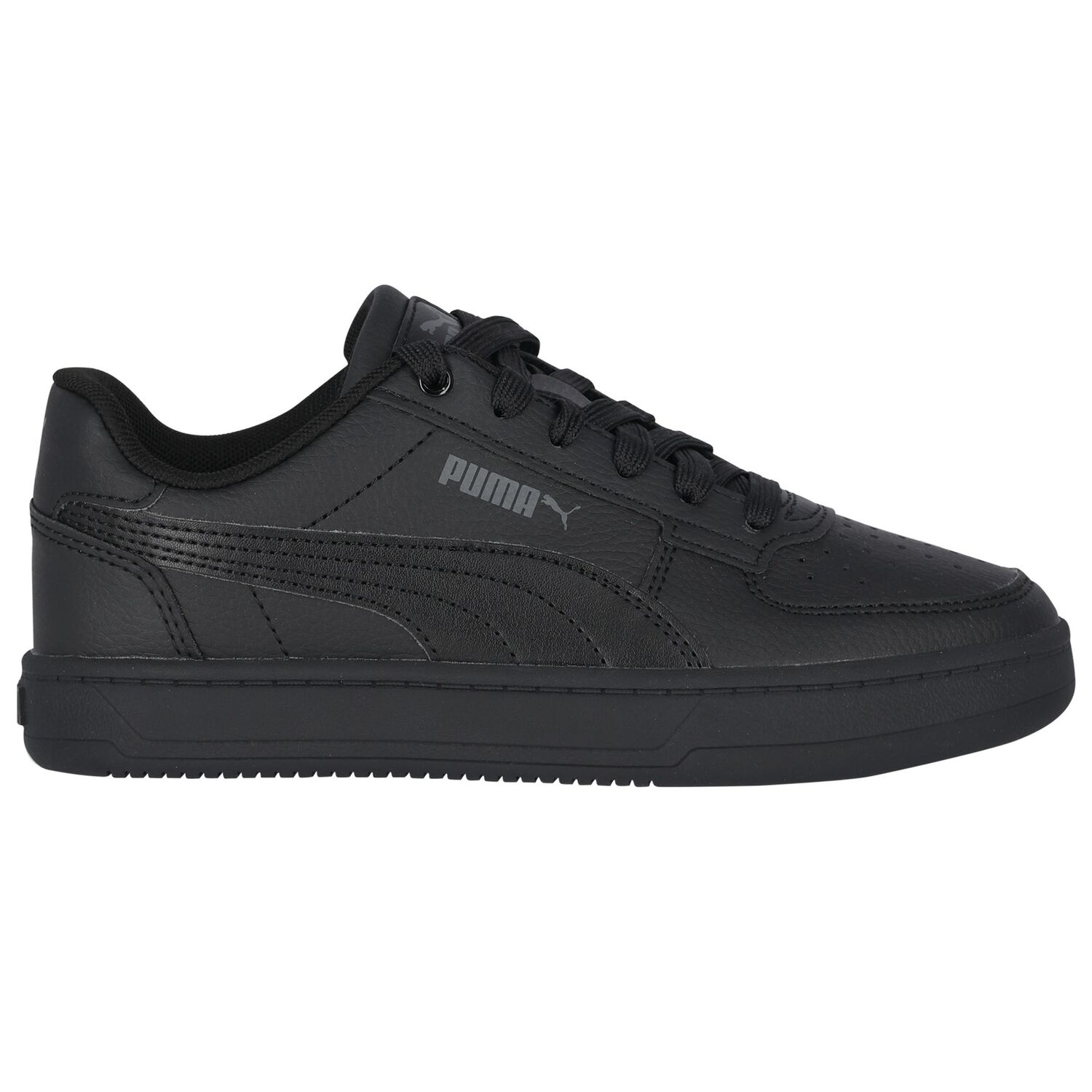 Black Logo Leather Trainers, 1, hi-res
