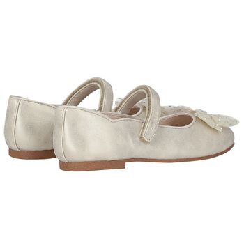 Girls Gold Bow Shoes