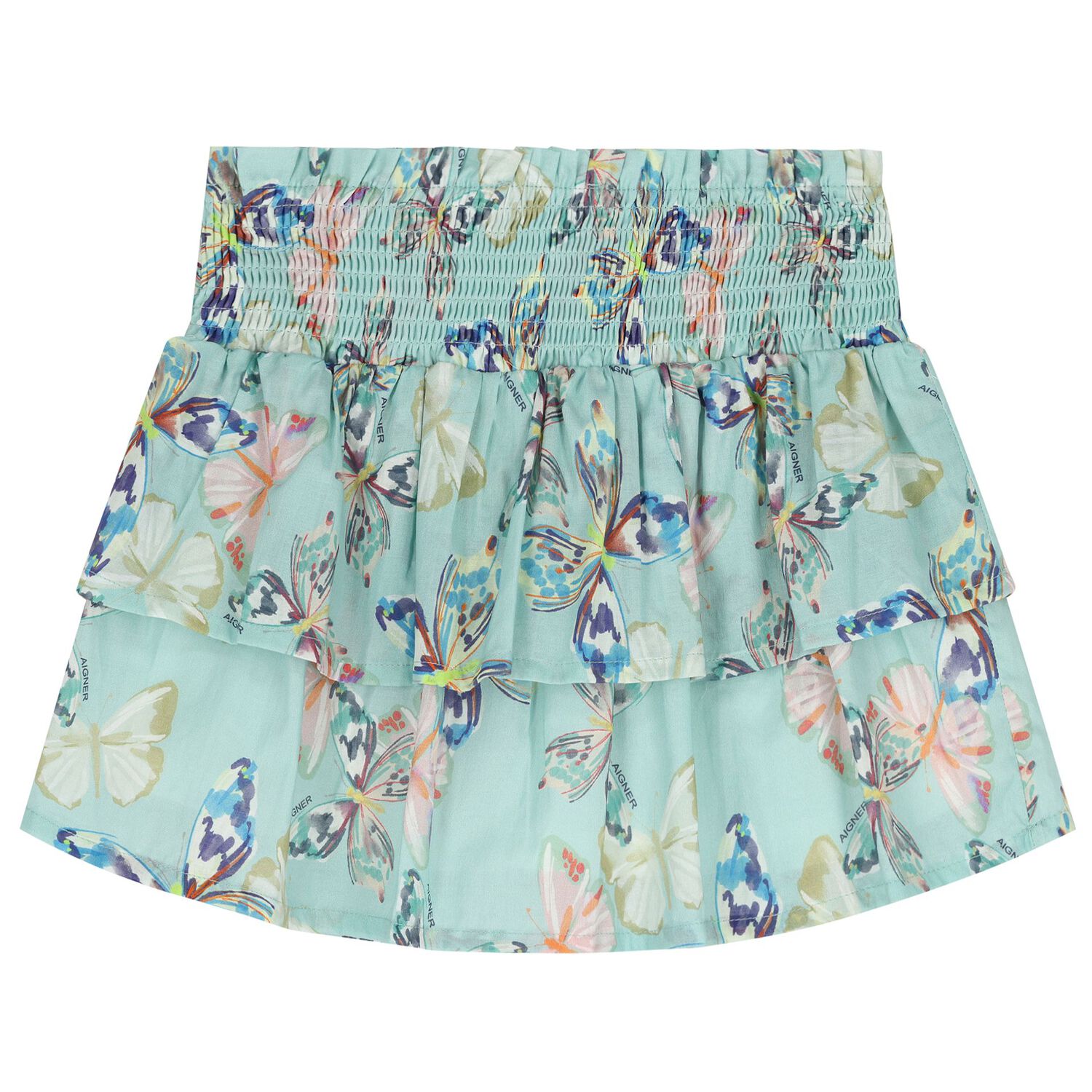 Girls Blue Butterflies Logo Skirt, 2, hi-res