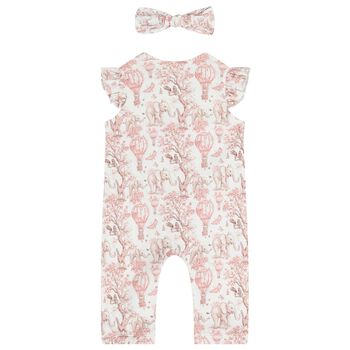 Baby Girls White & Pink Africa Babygrow Gift Set  