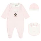 Baby Girls Pink & White Logo Babygrow Gift Set, 1, hi-res