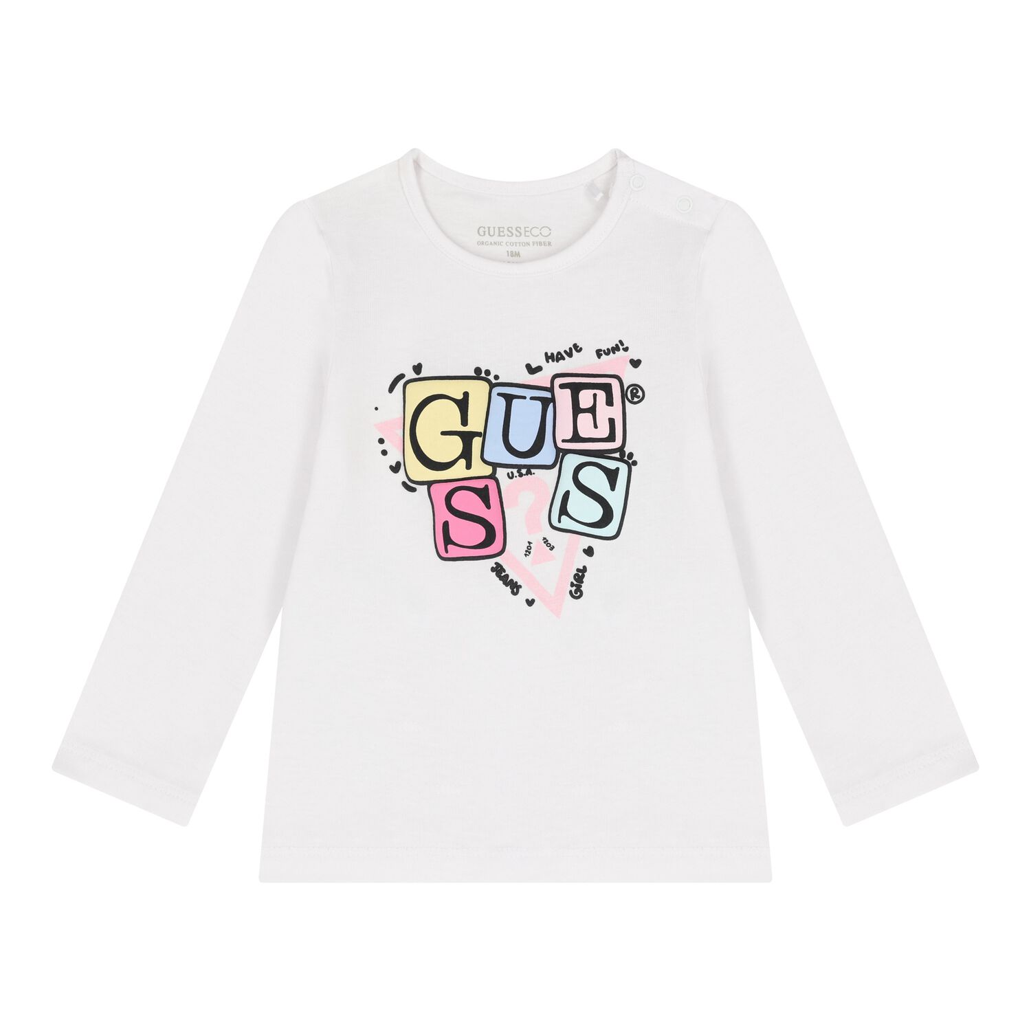 Baby Girls White Logo Long Sleeve Top, 1, hi-res image number null