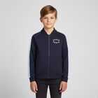Navy Blue Tiger Logo Zip Up Top, 1, hi-res
