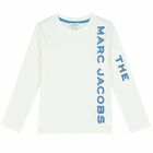 Boys Ivory White Logo Long Sleeve Top, 1, hi-res