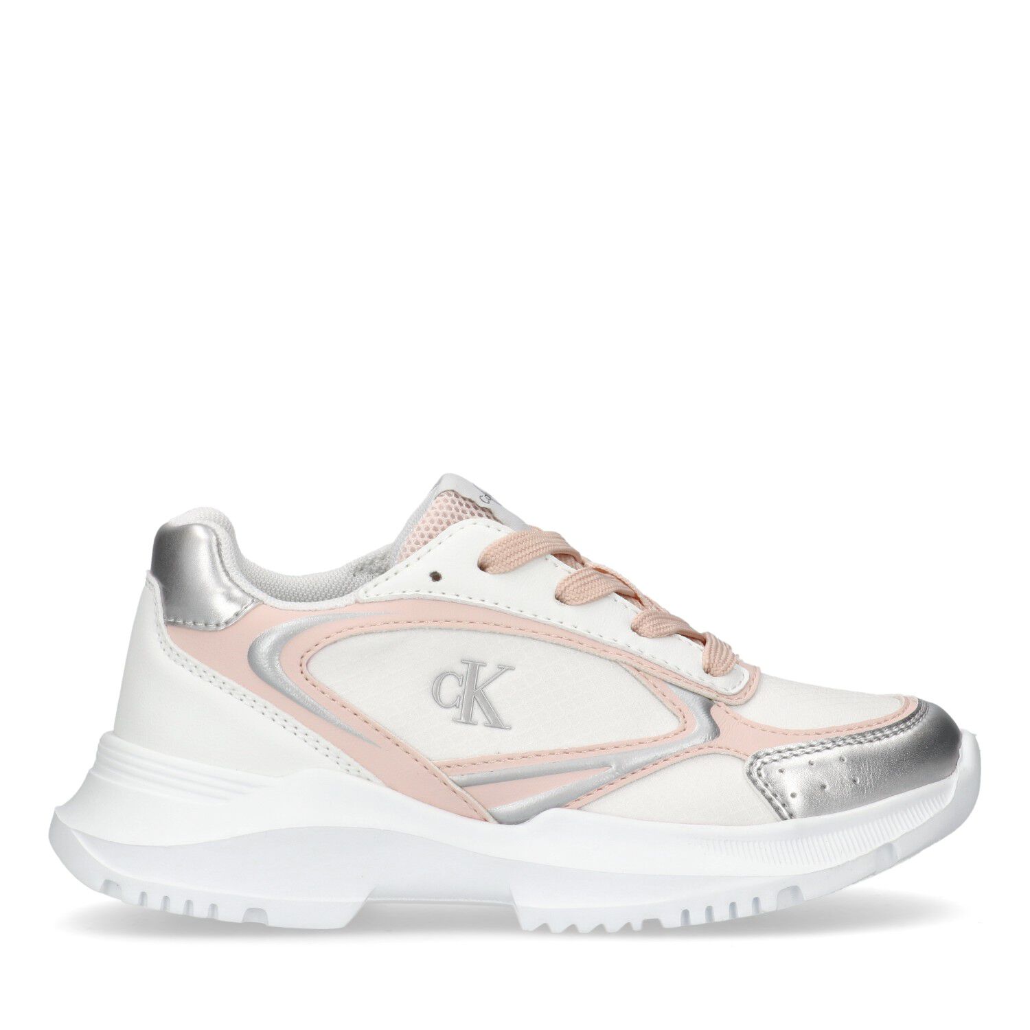 Girls White & Pink Logo Trainers, 1, hi-res image number null